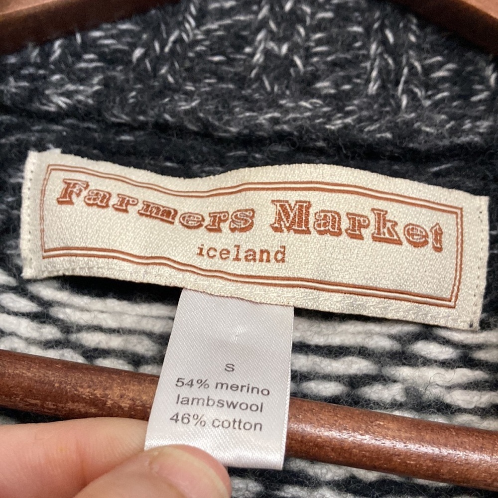 Farmers Market Iceland Knitted Fair Isle Wool Sweater / Icelandic Cardigan - Picture 8 of 11